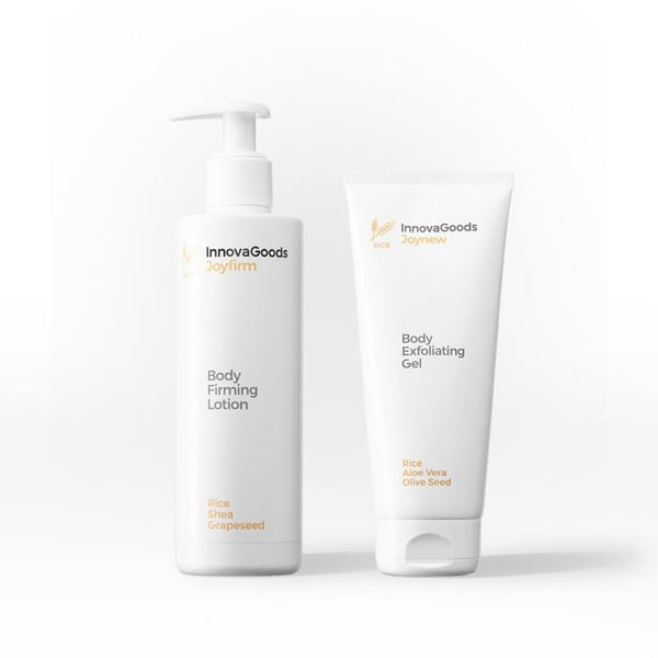 Set med kosmetik - Rice InnovaGoods - Duo Pack Kroppsvård - Vegan - Exfolierande gel - Firmande lotion