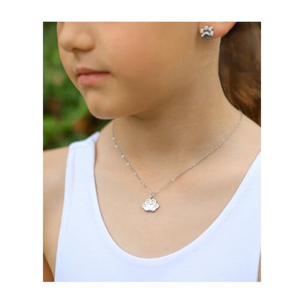 Silver paw necklace for girl AGT-ND03W