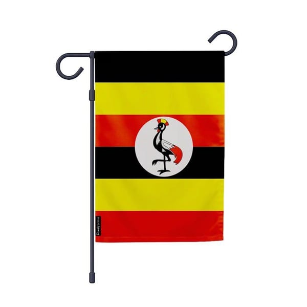 Ugandas Trädgårdsflagga – 32 x 47.5 cm – Hållbar Polyester – Horisontellt Format – Utomhus – Pixelforma