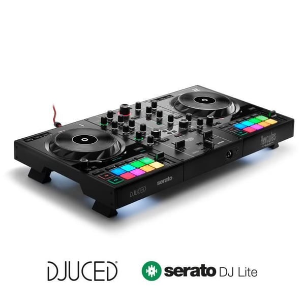 HERCULES DJCONTROL INPULSE 500 - DJ-ohjain - Sisäänrakennettu ääni- ja mikserilaitteisto - 16 taustavalaistua (RGB) nappia - Musta
