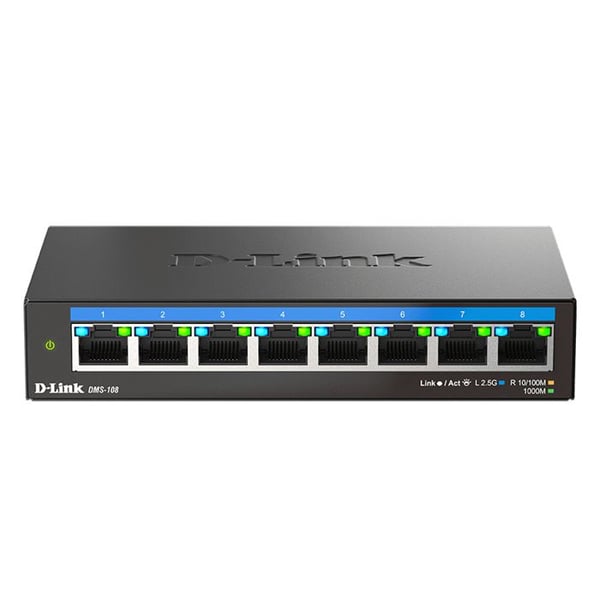 NÄTVERK, Switch, Fristående Switch, D-Link 8-portar Ohanterad Multi-Gigabit Funktioner 8N LAN-portar Typ och