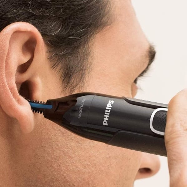 Philips Series 5000 batteridriven näs-, öron- och ögonbrynstrimmer med borstklippare - duschtålig, utan Ti