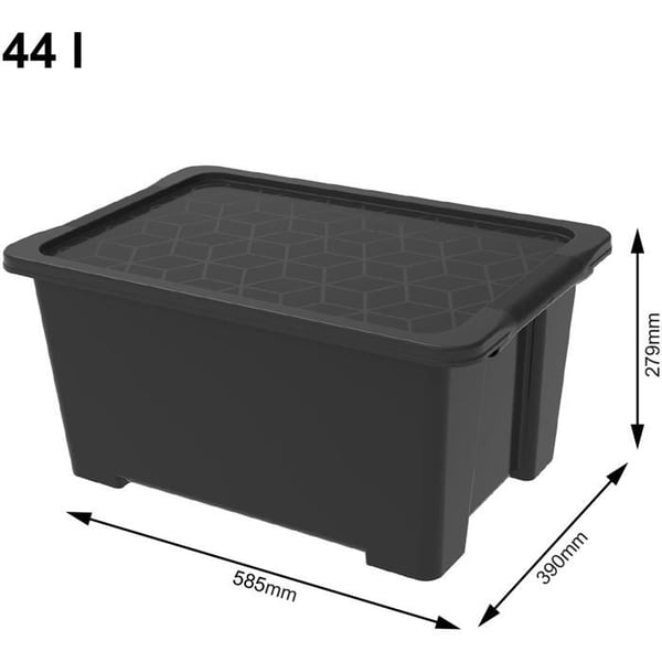Förvaringslåda - ROTHO - Evo easy box - 44 l - Svart - Stapelbar - Plast