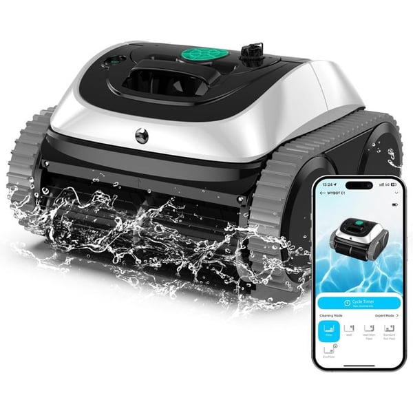 WYBOT C1-OS800 Trådlös Intelligent Poolrobot, Rengöring av Botten, Väggar och Vattenlinje, Autonomi 150 min, Fin Filtrering,...