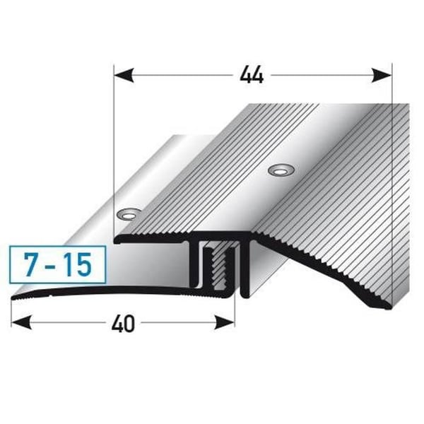 PROVISTON Alu justeringsprofil 44 x 7 - 15 x 900 mm Stålutseende