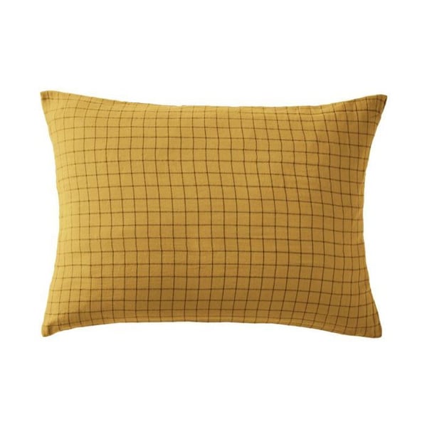 Kuddfodral Tvätdat små rutor Dekor "Gaïa Mix" 60 x 60 cm & 50 x 70 cm "Gaze av Bomull" - Gaïa Mix Safran - 50 x 70 cm