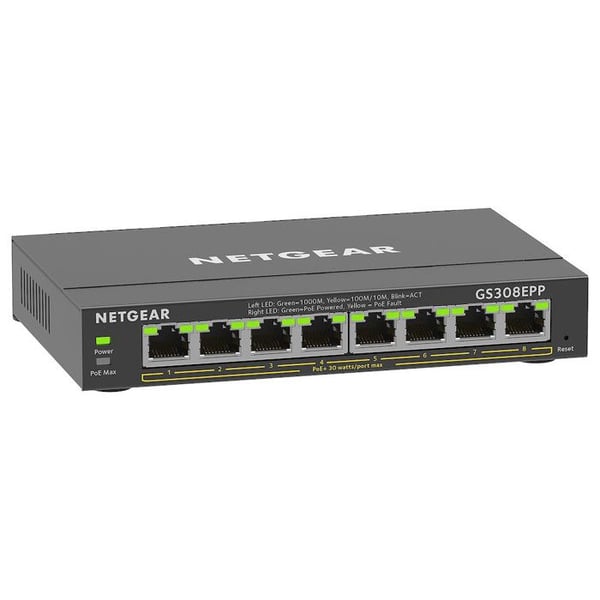 Switch Ethernet PoE 8 portar - NETGEAR - GS308EPP - Smart hanterbar - Tyst - 124 W