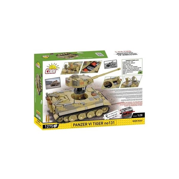 Modell - COBI - Panzer VI Tiger I nr '131' - 258 delar - Byggs själv - Grå/Grön