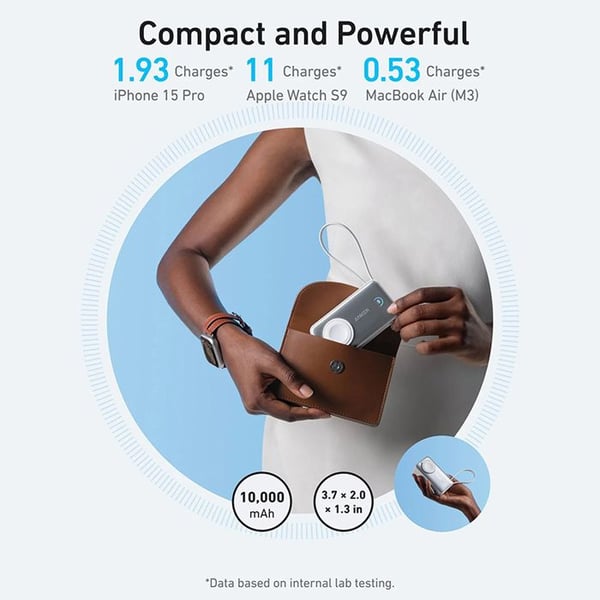 Externbatteri - ANKER - MagGo (A1657H11) - 10 000 mAh - Typ-C kabel ingår - Svart