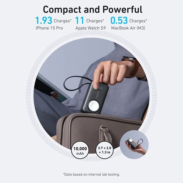 Externbatteri - ANKER - MagGo (A1657H11) - 10 000 mAh - Typ-C kabel ingår - Svart