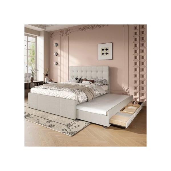 Parivuode - MUVOE - 140x200 cm - Beige - Säilytyslaatikot - Säädettävä pääty