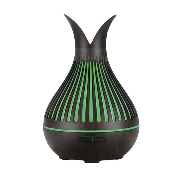 Aromadiffusor och luftfuktare - AVIZAR - Dekorativ vas - 500 ml - Svart/Grön - Träeffekt