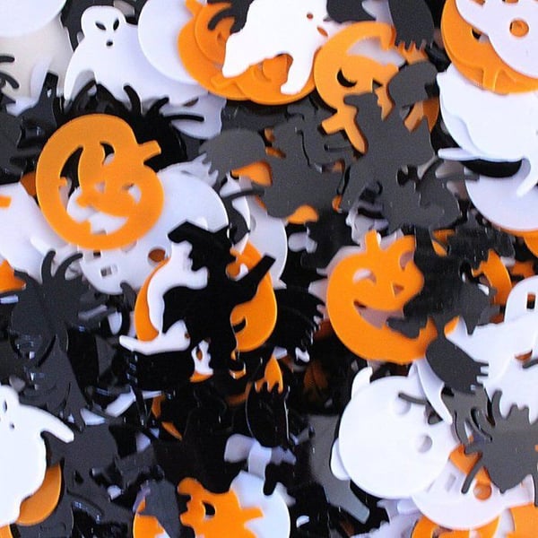 Halloweenpaljetter Assortiment pumpa häxa dödskalle 50 g