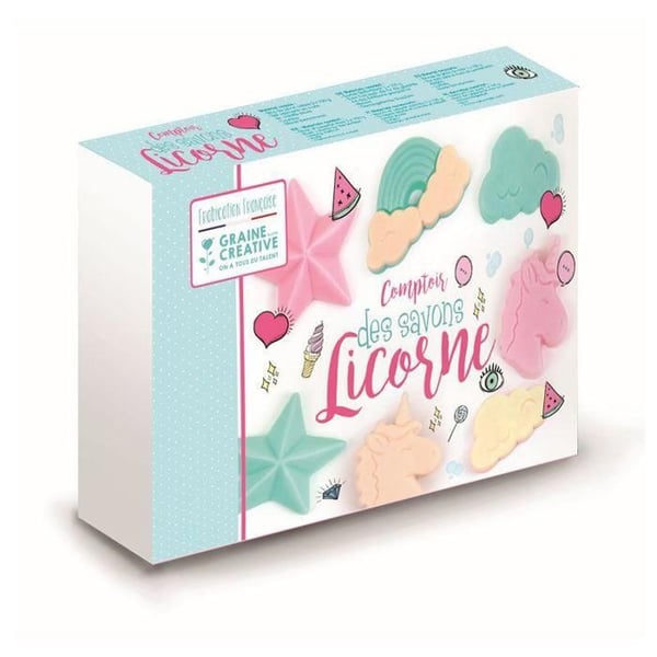 Unicorns tvålset - GRAINE CREATIVE ON A TOUS DU TALENT - 3 färgade tvålblock - 100 g vardera