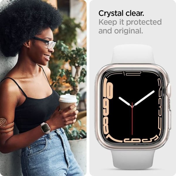 Cover til Apple Watch 4 / 5 / 6 / SE / SE 2 / 7 / 8 / 9 (44mm / 45mm) - Spigen Liquid Crystal (ACS04196) - Transparent