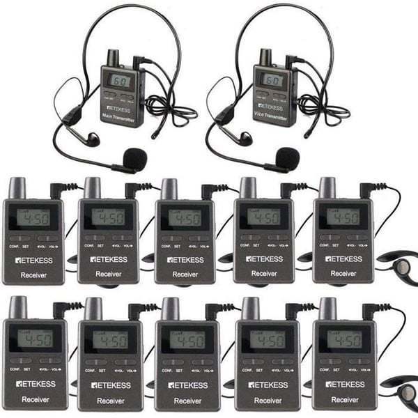 Retecess TT105 Tour Guide System, Bluetooth-högtalare, 50 kanaler, 2,4 GHz översättningsutrustning, för fabrik, kyrka