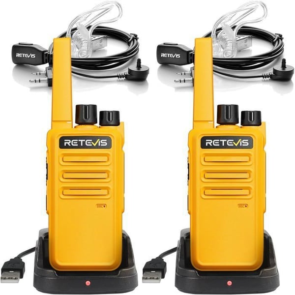 Retevis RT668 Talkie Walkie Lång Räckvidd Professionell, med hörlurar, PMR446 utan licens, VOX, USB Typ C, Tvåvägs Radio