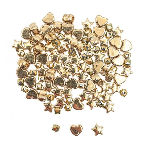 Pärlor - Mellanlägg - Heishi - Guld - Smycken - Armband - Påse med 105 delar
