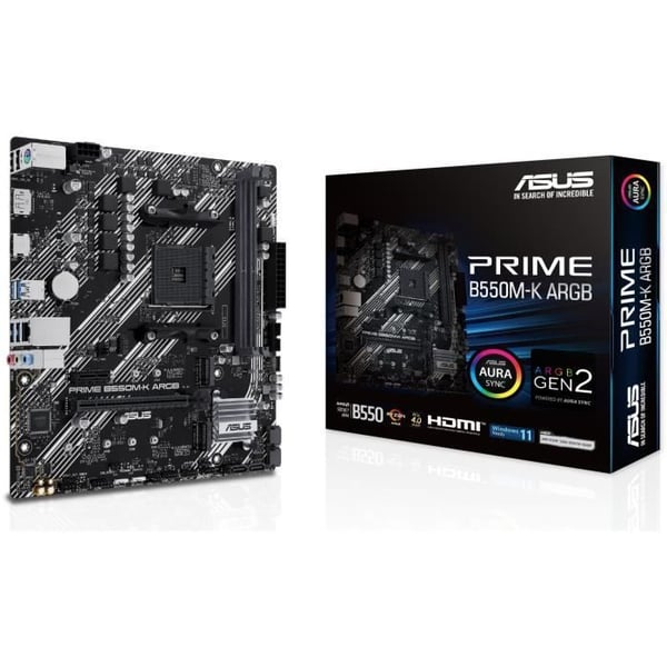 Moderbor - ASUS - PRIME B550M-K ARGB - AMD B550 - AM4-mikro ATX-placering