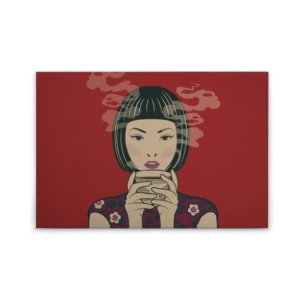Canvastavla - Tadessi - M1-No.50210 - Japanska - Kvinna - Asiatisk - Röd - Canvas på bårram - 90 x 60 cm