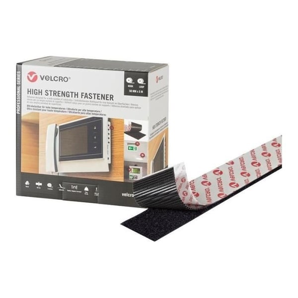 Högpresterande fäste - VELCRO® - 20mm x 5m - Svart - Självhäftande - Mångsidig användning