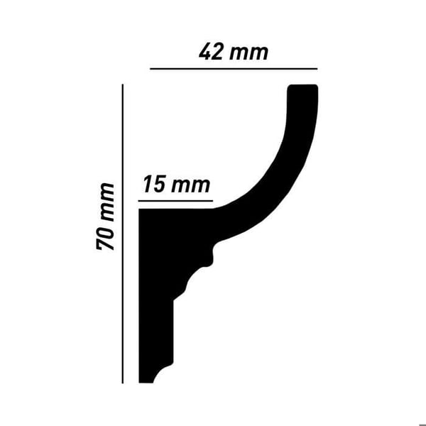 PROVISTON Taklist i vit polymer | 42 x 70 x 2000 mm Ljuslist för taket