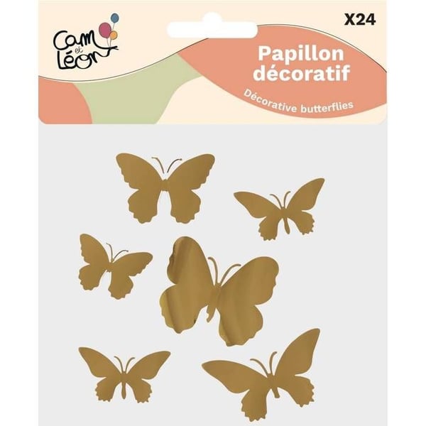 Dekorativ 3D-fjäril - PTIT CLOWN - 3D-fjäril - Brun - 24-pack - Väggdekoration