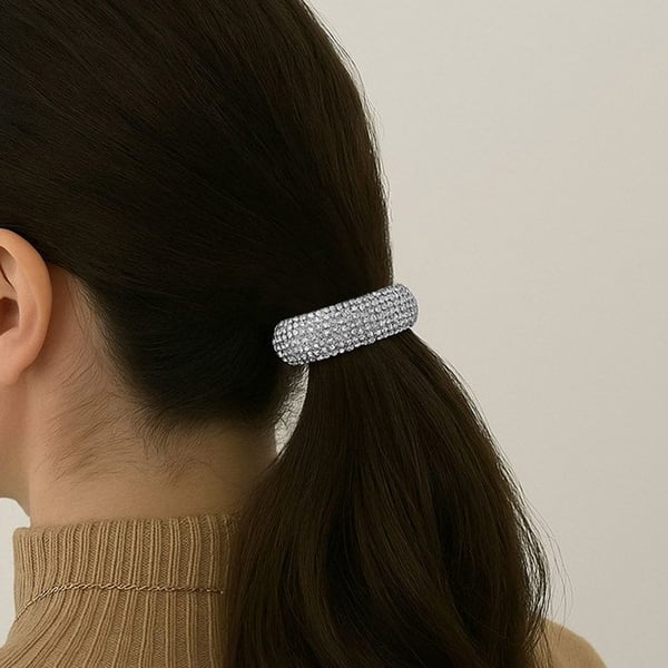 Hårsnodd - AVIZAR - Geometriska Strass - Silver - Grå - Bekväm