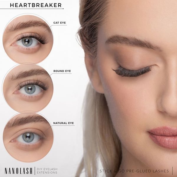 Nanolash HEARTBREAKER förkollade fransar, självhäftande fransförlängningar, självhäftande fransar, förkollade fransar