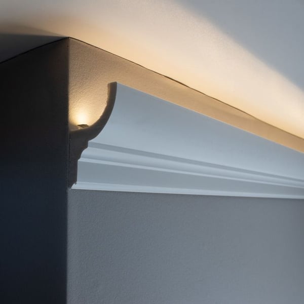 PROVISTON Taklist i vit polymer | 42 x 70 x 2000 mm Ljuslist för taket