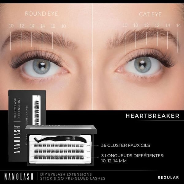 Nanolash HEARTBREAKER förkollade fransar, självhäftande fransförlängningar, självhäftande fransar, förkollade fransar