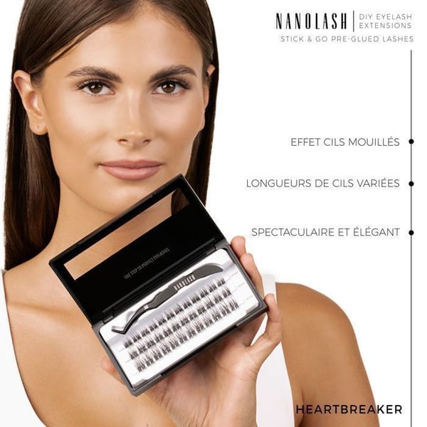 Nanolash HEARTBREAKER förkollade fransar, självhäftande fransförlängningar, självhäftande fransar, förkollade fransar