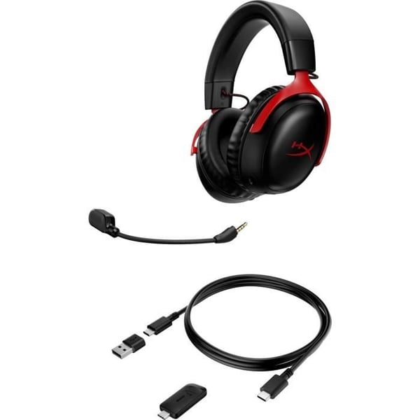 Trådlöst spelheadset - HyperX Cloud III - för PC & konsol - Svart/Röd