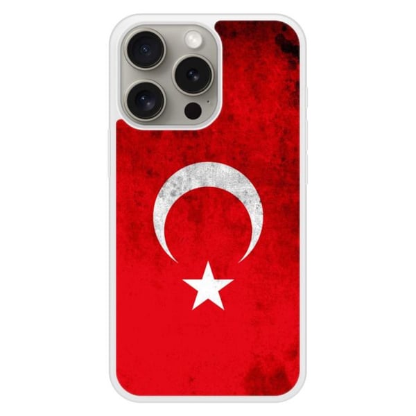 Förstärkt silikonskal med tryck kompatibelt med Apple iPhone 15 Pro Turkiets flagga