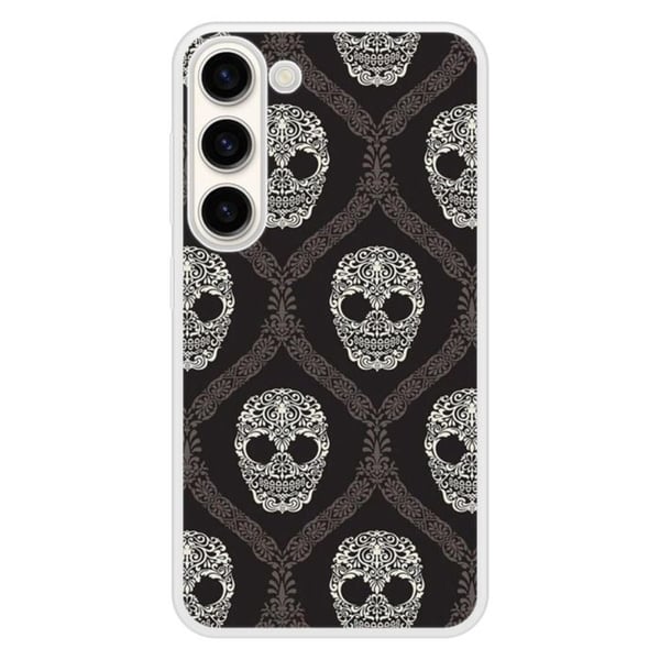 Förstärkt silikon skal med tryck som är kompatibel med Samsung Galaxy S23 blommigt skalle