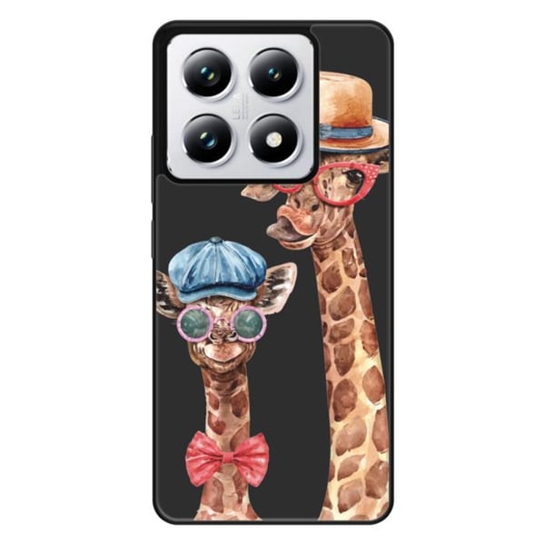 Coque i förstärkt silikon med tryck kompatibel med Xiaomi 14T 4G Rolig Giraff