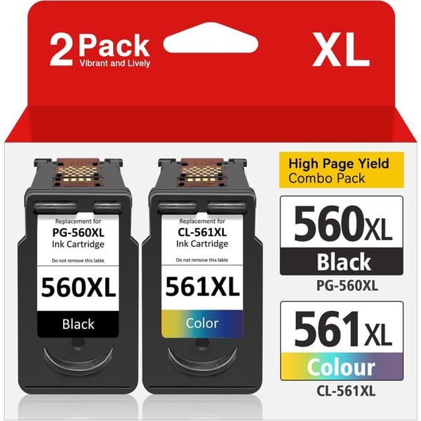 Bläckpatroner - PG-560XL & CL-561XL kompatibla - Pack 2 (1 svart + 1 färg) - 750/600 sidor - Canon Pixma TS5350/TS7450