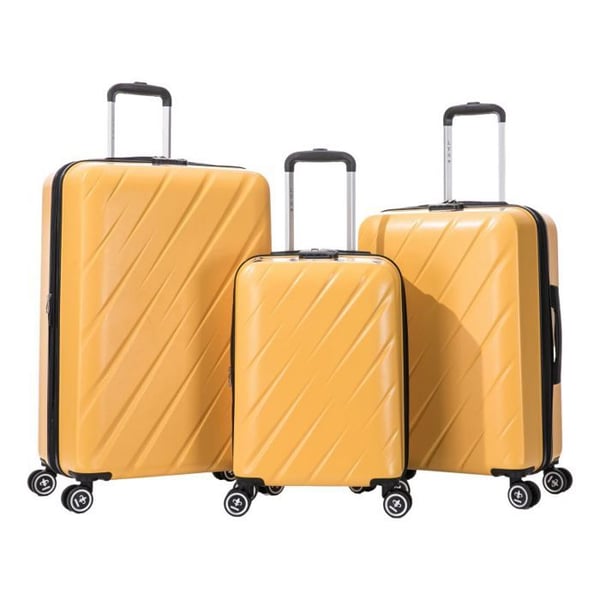 Set med 3 Expanderande Resväskor - 100% ABS - LYS Paris 350/3 - Gul
