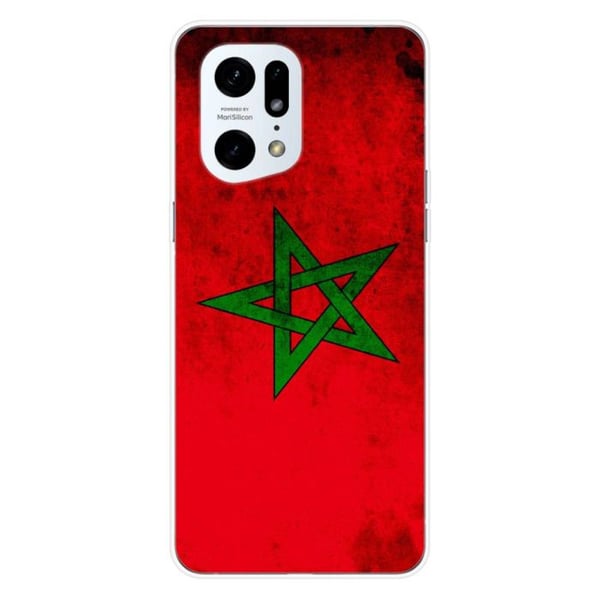 1001Coques - Silikonfodral kompatibelt med Oppo Find X5 Pro - Marockansk flaggmotiv - Originaldesign tryckt i Frankrike
