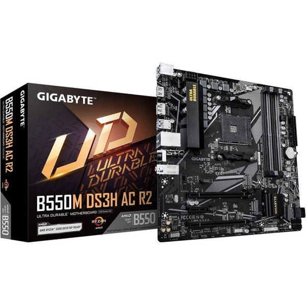 Emolevy - GIGABYTE - B550M DS3H AC R2 - Micro-ATX-muoto - AMD B550 - DDR4 & PCIe 4.0 - WiFi AC