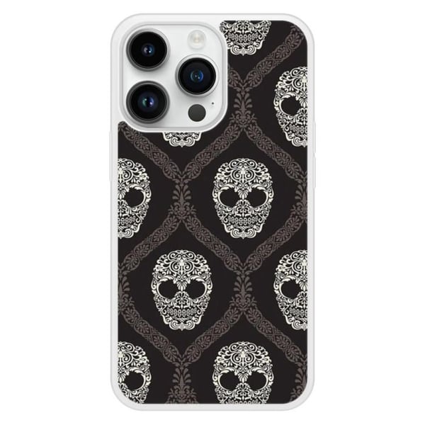 Siliconeförstärkt skal med tryck kompatibelt med Apple iPhone 14 Pro Floral skull