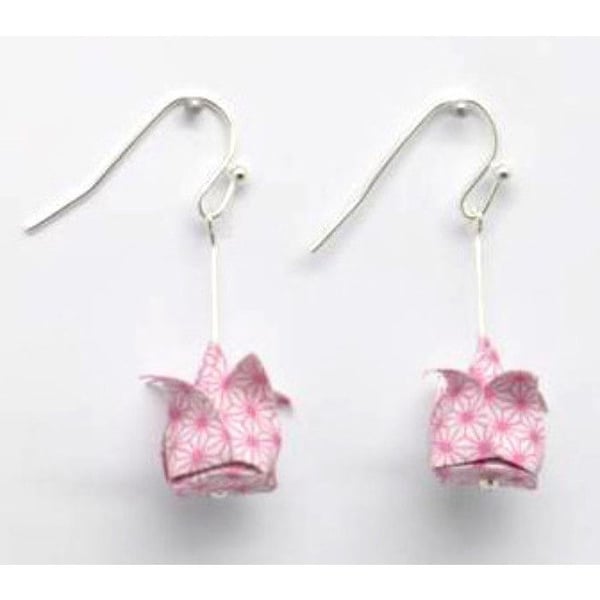 Cocotten - Örhängen i origami-papper Lotus Rosa