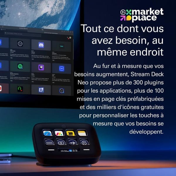 Stream Deck Neo - ELGATO - 8 Tilpasselige Taster - Kompatibel med Mac/PC - Miljøvenlig - 2 Taster