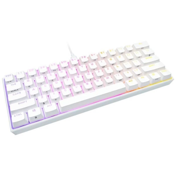 Gaming mekanisk tastatur - CORSAIR - K65 RGB Mini 60% - Kompakt format - RGB - CHERRY MX Red - Hvid - (CH-9194110-FR)