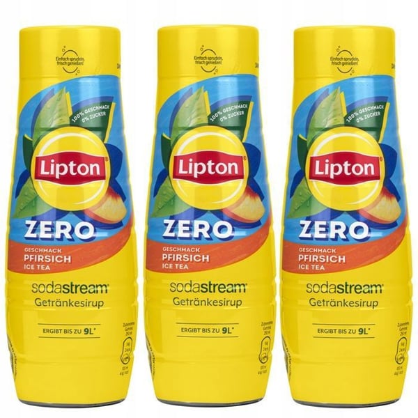 Soda sirap - Lipton - Ice Tea Peach Zero 3x440ml - Utan socker - För kolsyremaskin Sodastream