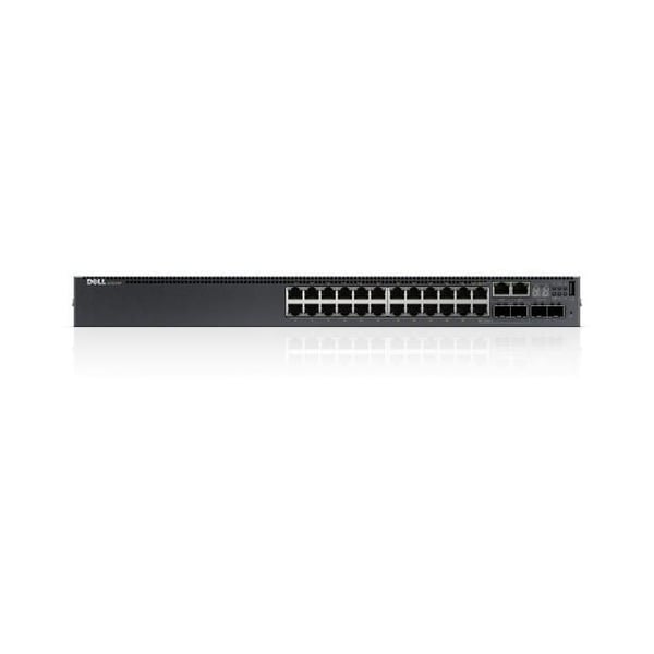 Dell Networking N3024P - Switch - C3 - Managed - 24 x 10-100-1000 + 2 x 10 Gigabit SFP+ + 2 x Combined Gigabit SFP- REFURBISHED