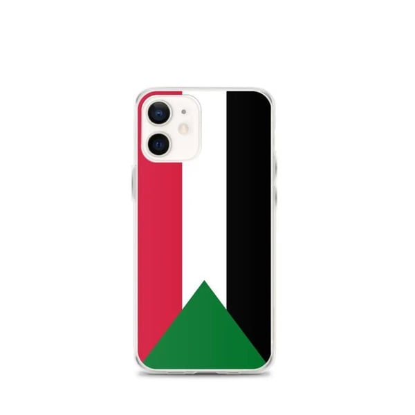 Telefonfodral – Sudanflagga – Kompatibel med iPhone 12 mini – Mjukt fodral – Stöttålig och chockresistent - Silikon - Pixelforma