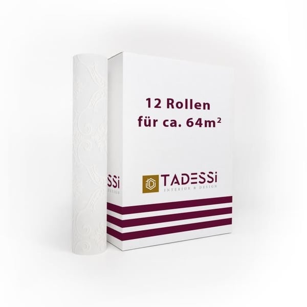 TADESSI överdragbart non-woven tapet vit barocktapet med ornament 1 rulle TA-01-03946