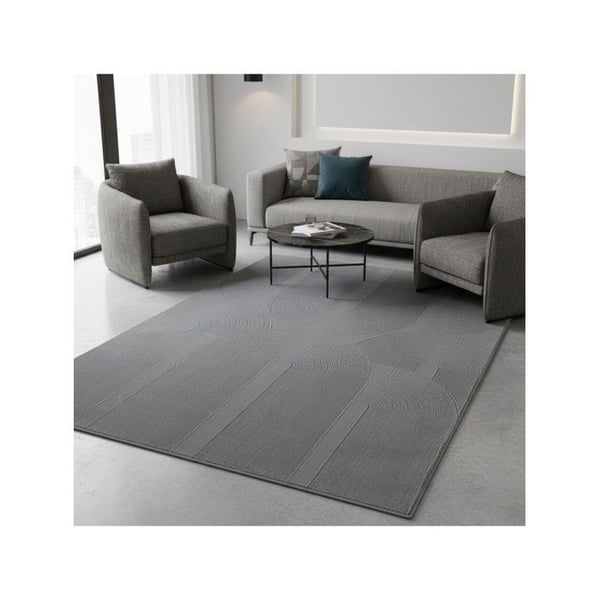 Melis Home Moderna designmattor Grå 160 x 230 cm modern relief minimalistisk halkfri tvättbar mjuk sammet 12 mm