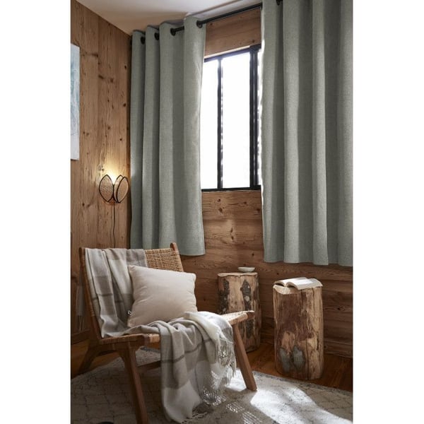Set med 2 ljuddämpande och thermiska mörkläggningsgardiner i polarväv "Bjorn" 100% ogenomskinliga Le fil d'Ariane - Bjorn Eucalyptus - 2 Paneler